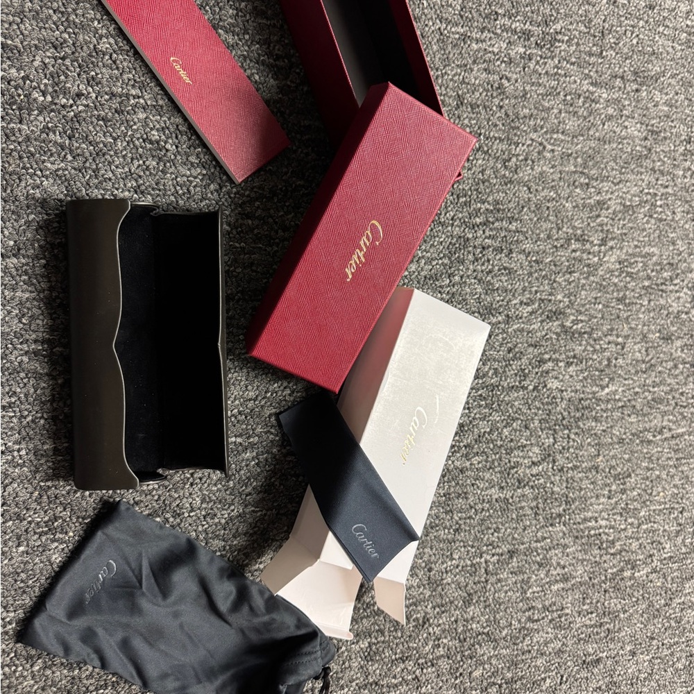 Cartier Red and Black Glasses Case Set